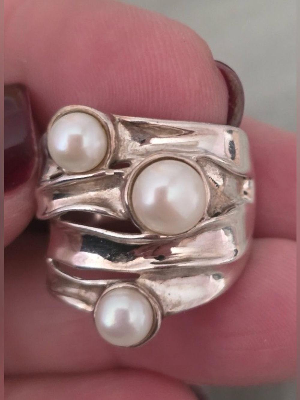 HG Hagit Gorali 925 Silver Pearl Ring- Size 9